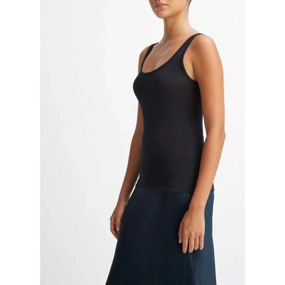 Vince Scoop Neck pima cotton Tank top Brown petite Small A006411